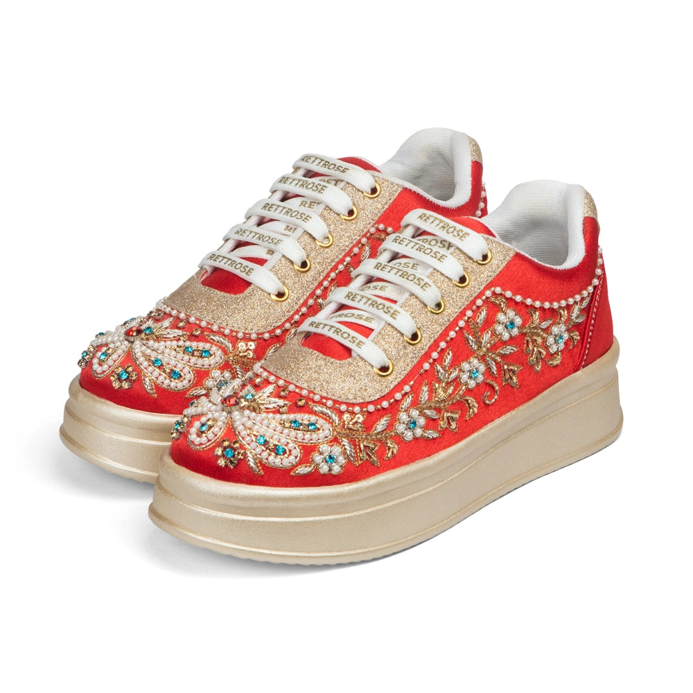 The Scarlett Luxury Radiant Garden Embellished Trainer