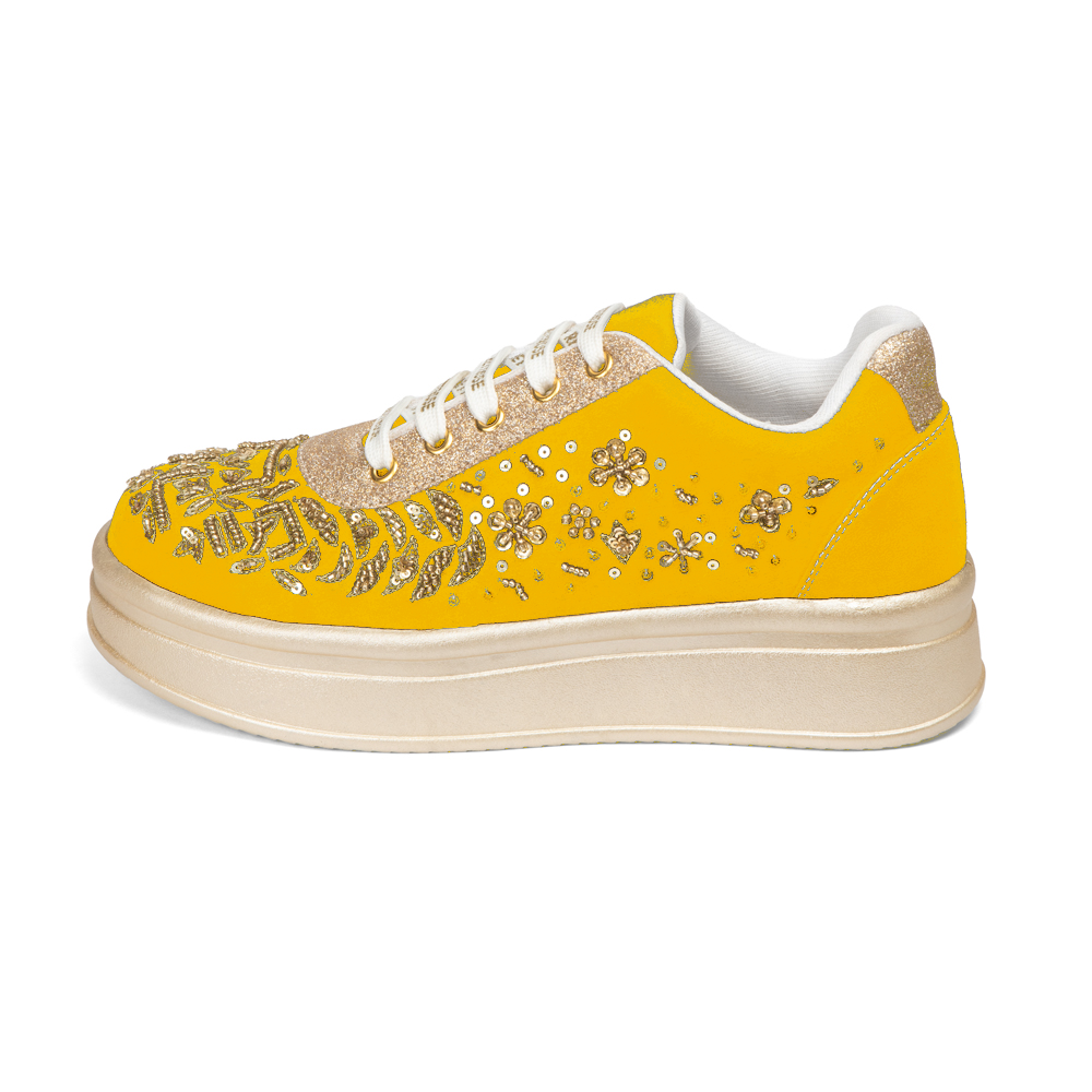 The Odette Luxury Golden Flora Embellished Trainer