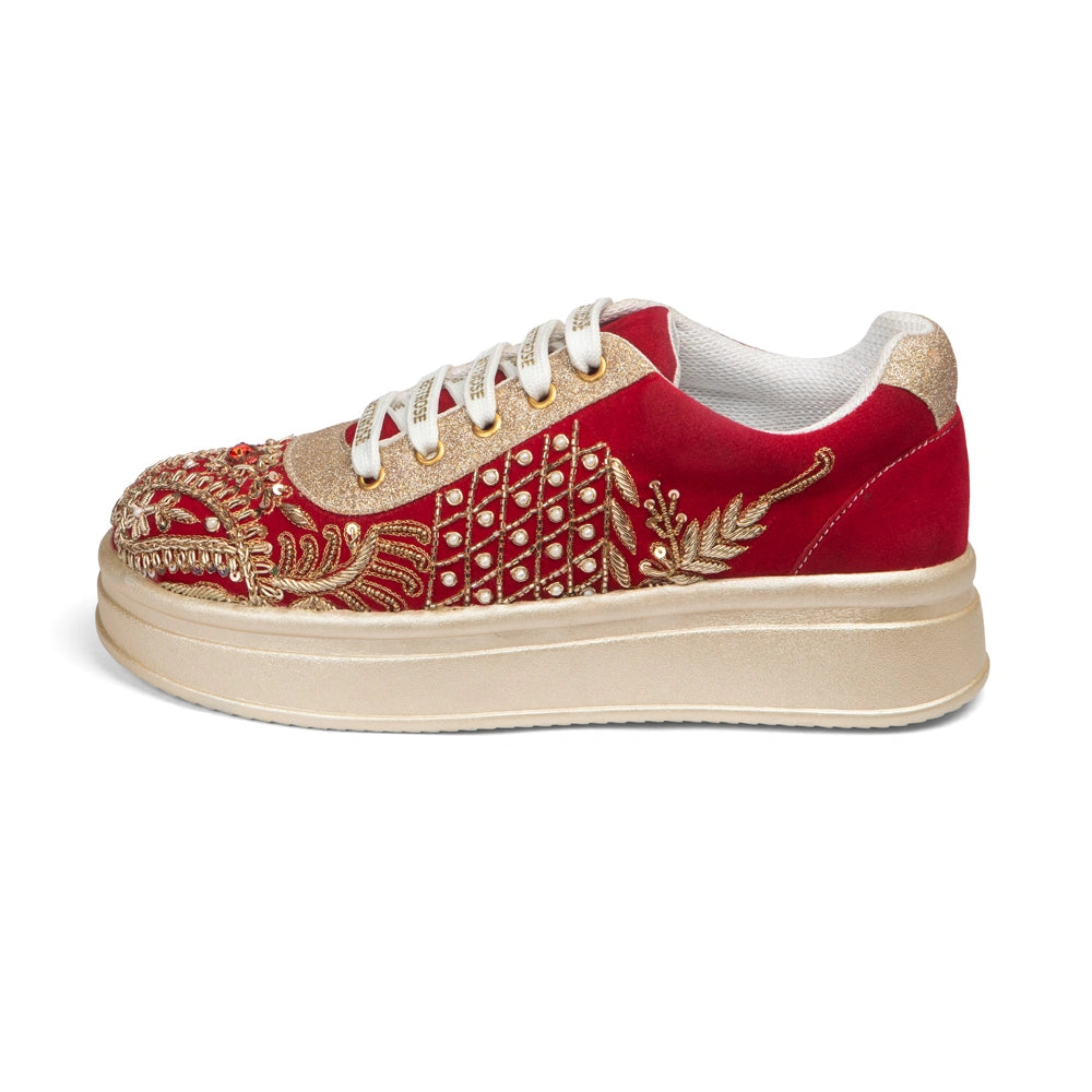The Sorelle Luxury Crimson Crown Embellished Trainer