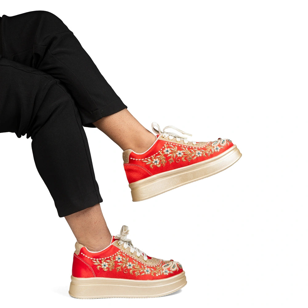 The Scarlett Luxury Radiant Garden Embellished Trainer