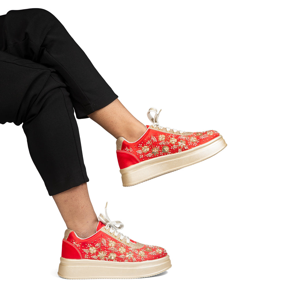 The Duchess Luxury Crimson Royale Embellished Trainer