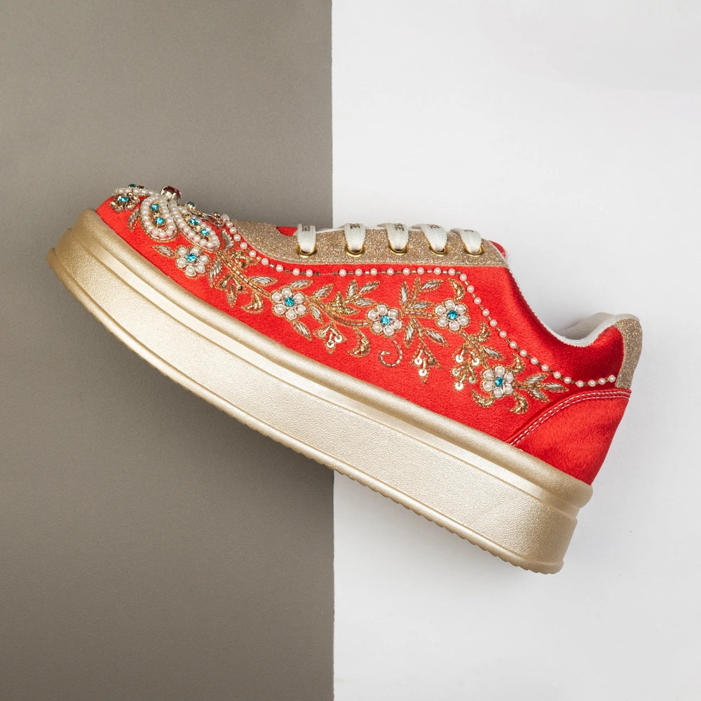 The Scarlett Luxury Radiant Garden Embellished Trainer