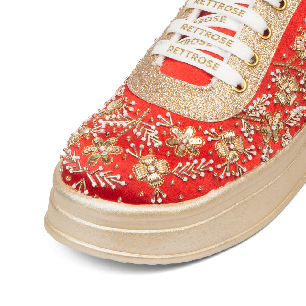 The Duchess Luxury Crimson Royale Embellished Trainer