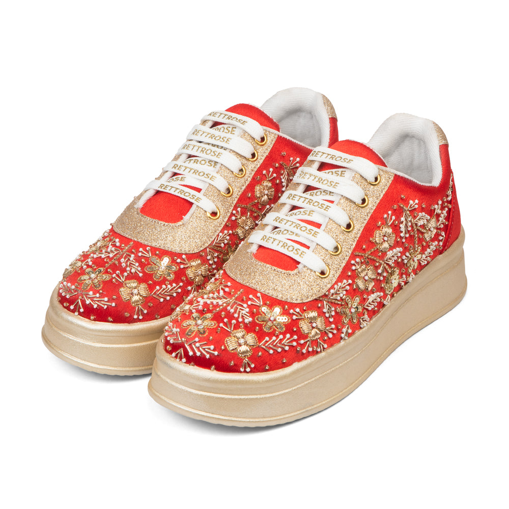 The Duchess Luxury Crimson Royale Embellished Trainer