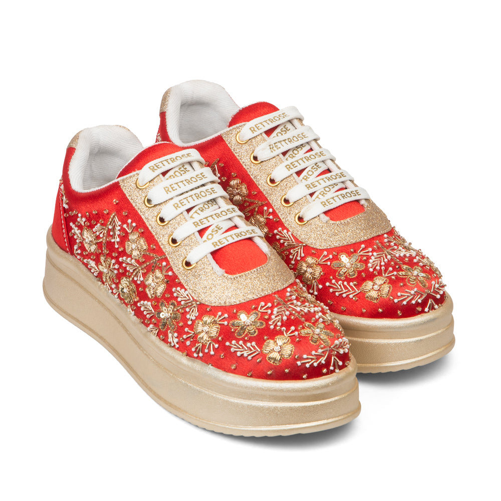 The Duchess Luxury Crimson Royale Embellished Trainer
