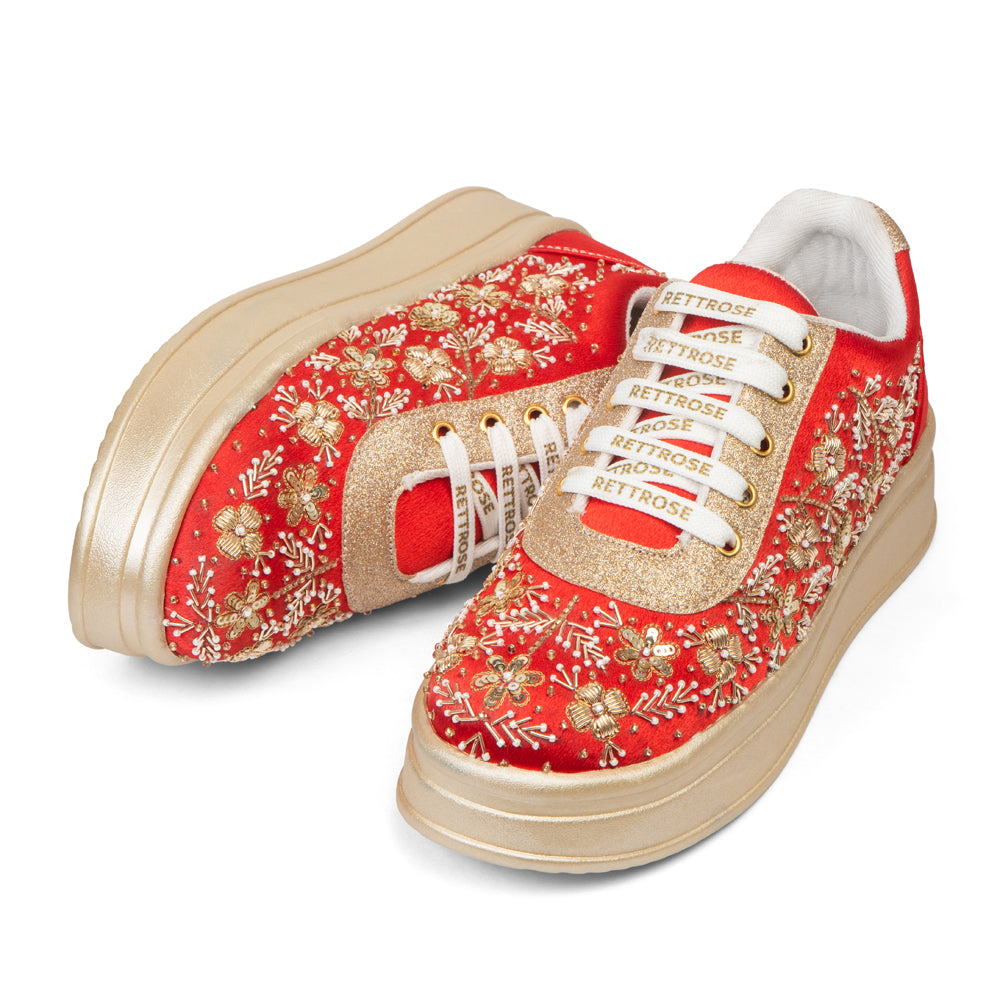 The Duchess Luxury Crimson Royale Embellished Trainer