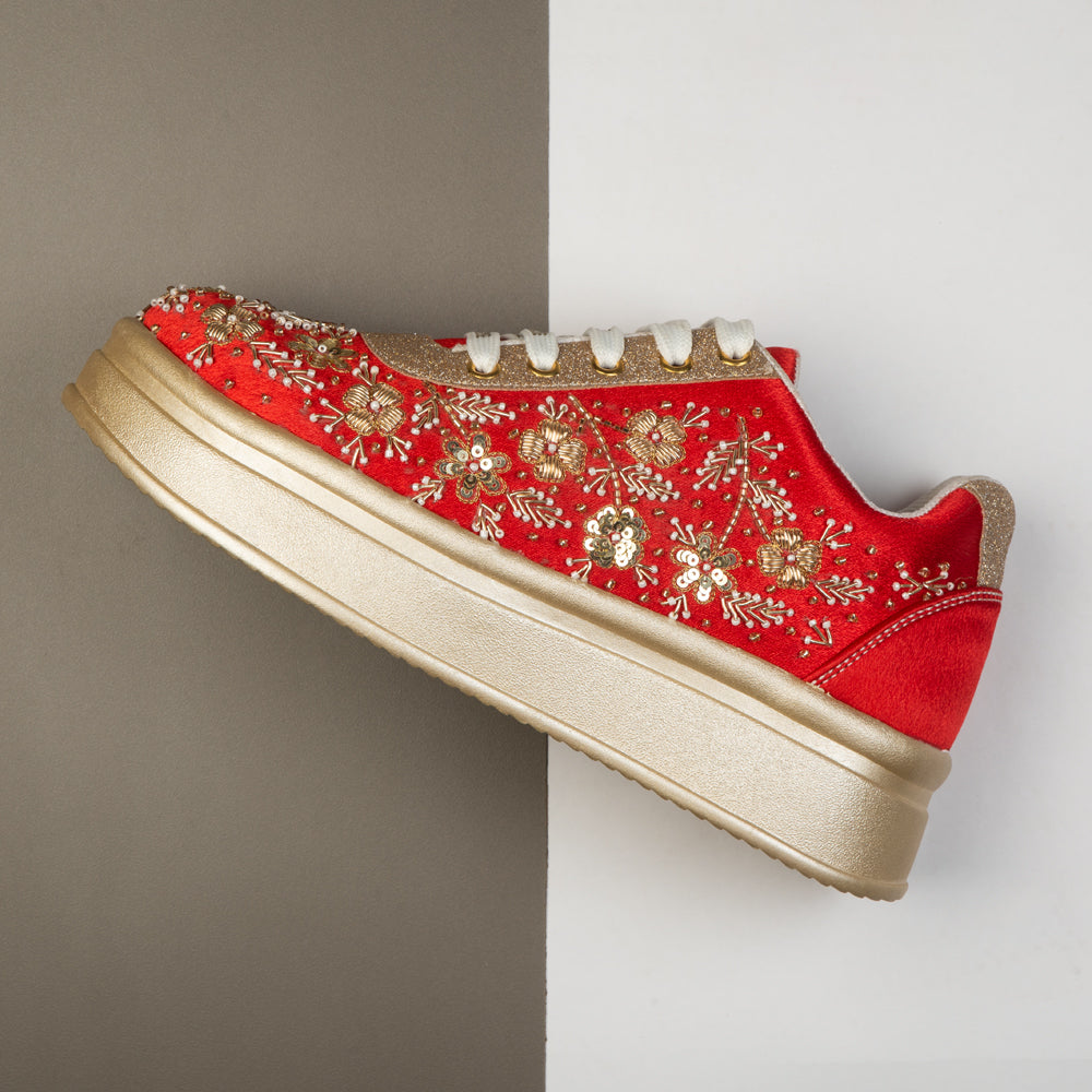 The Duchess Luxury Crimson Royale Embellished Trainer