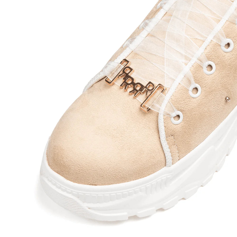 The Dream Luxury Buttermilk Satin Embellished Trainer