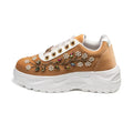 The Joanna Luxury Tan Satin Embellished Trainer