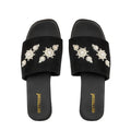 The Luna Grace Pearl Black Embellished Flats