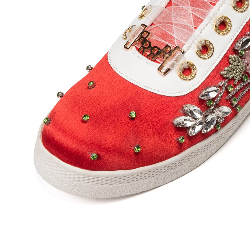 The Juliette Luxury Vivid Red Embellished Trainer