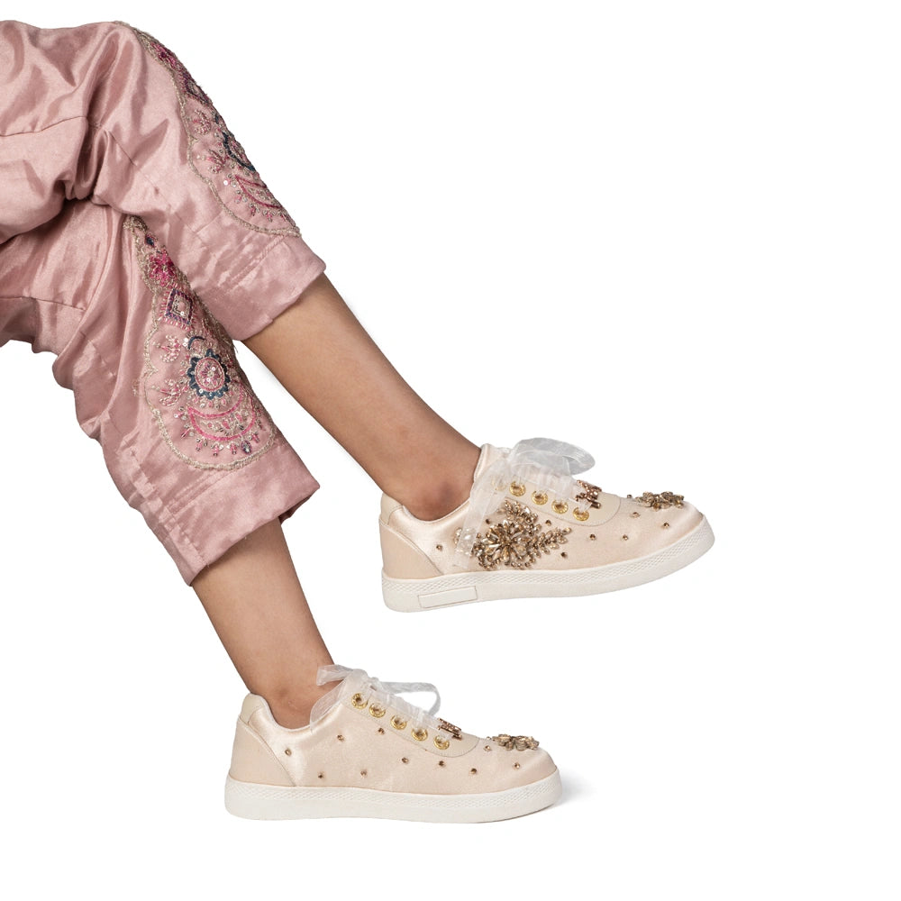 The Giselle Luxury Rose Pink Embellished Trainer