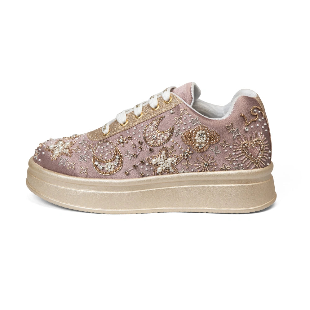 The Astria Luxury Pearl Starfall Embellished Trainer