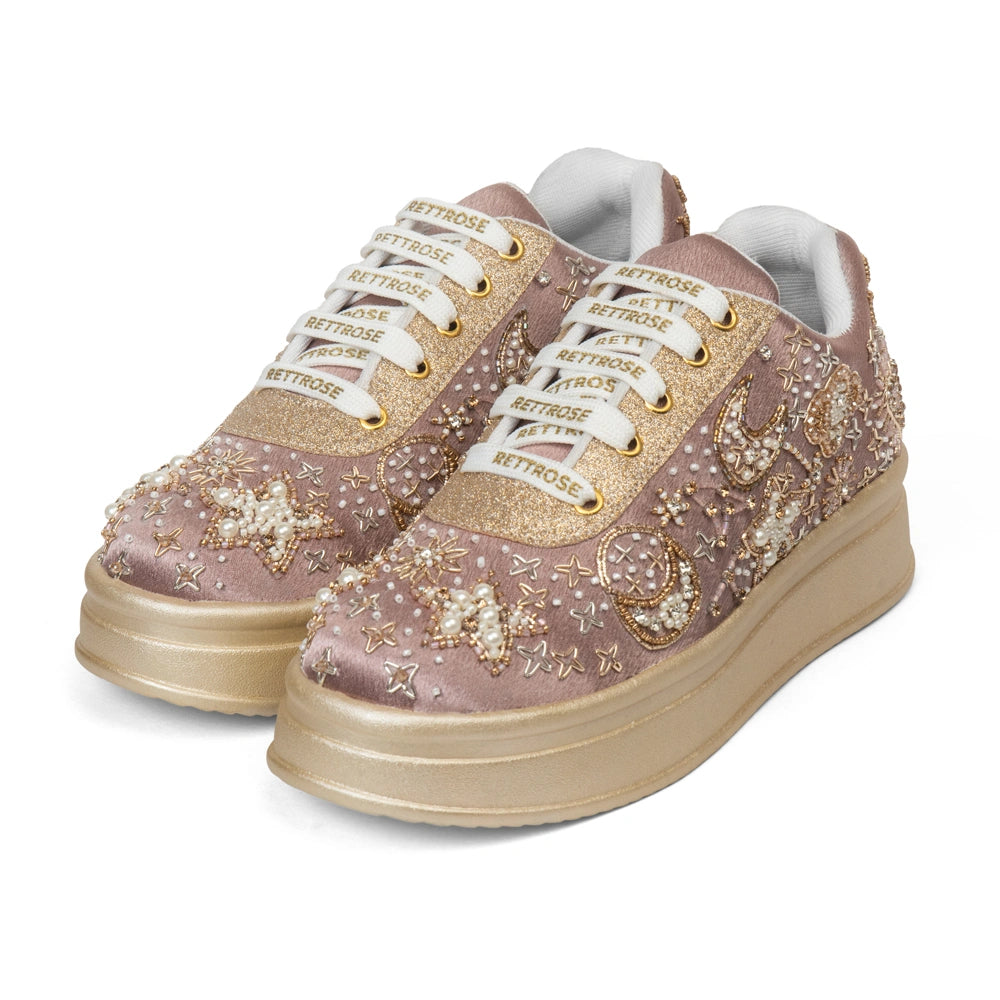 The Astria Luxury Pearl Starfall Embellished Trainer