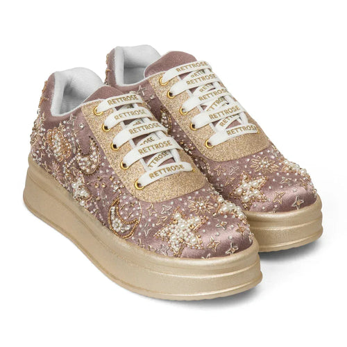 The Astria Luxury Pearl Starfall Embellished Trainer