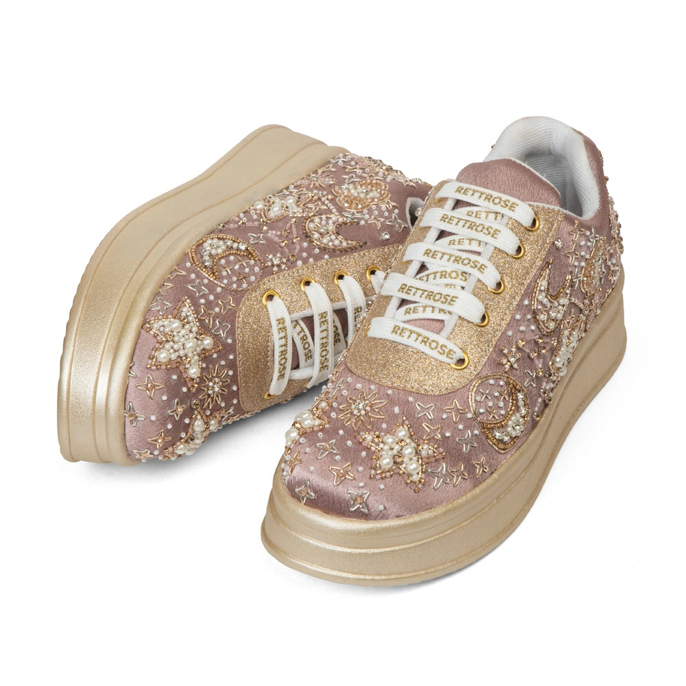 The Astria Luxury Pearl Starfall Embellished Trainer