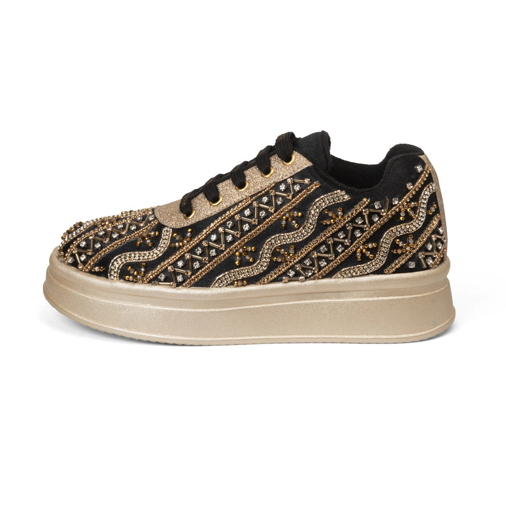 The Solange Luxury Noir Radiance Embellished Trainer