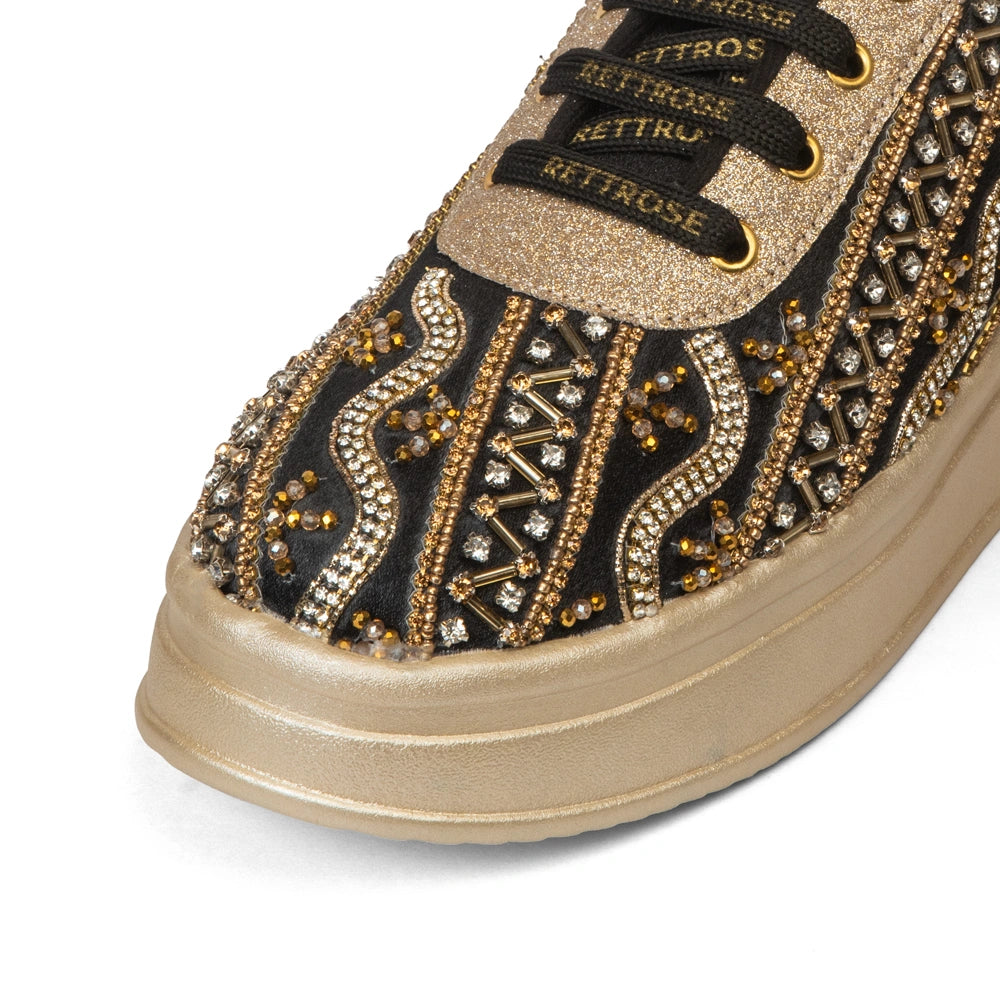 The Solange Luxury Noir Radiance Embellished Trainer