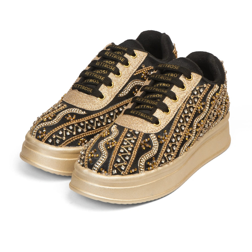 The Solange Luxury Noir Radiance Embellished Trainer