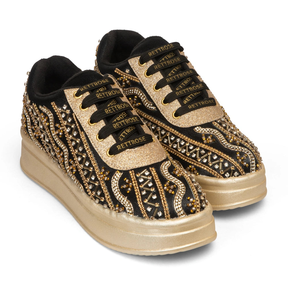 The Solange Luxury Noir Radiance Embellished Trainer