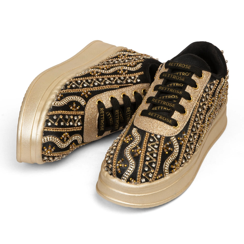 The Solange Luxury Noir Radiance Embellished Trainer