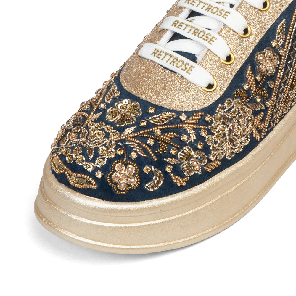 The Lucienne Luxury Midnight Floral Embellished Trainer