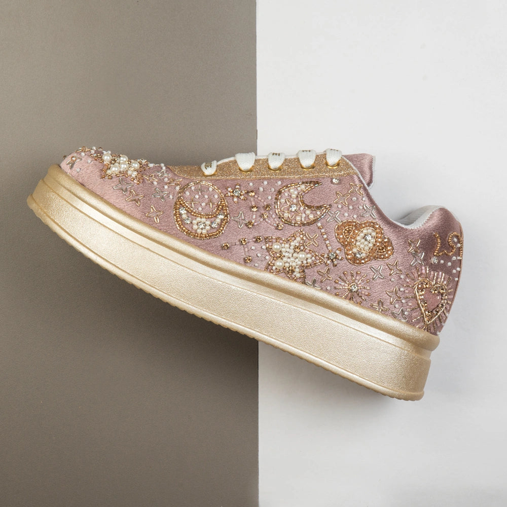 The Astria Luxury Pearl Starfall Embellished Trainer