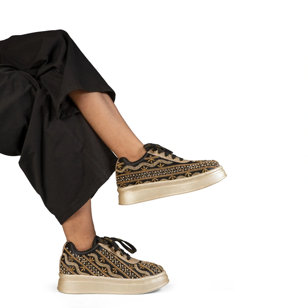 The Solange Luxury Noir Radiance Embellished Trainer