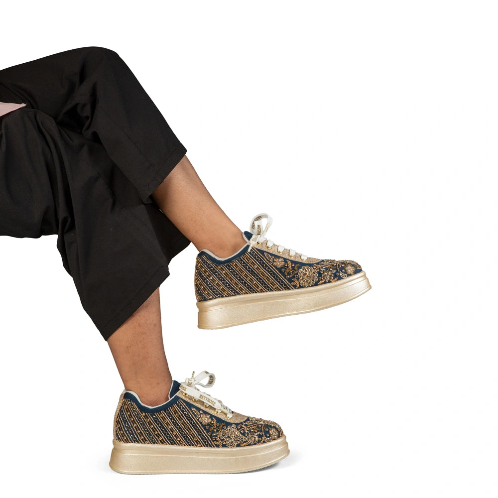 The Lucienne Luxury Midnight Floral Embellished Trainer