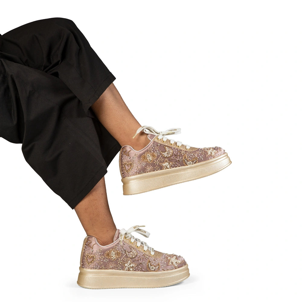 The Astria Luxury Pearl Starfall Embellished Trainer