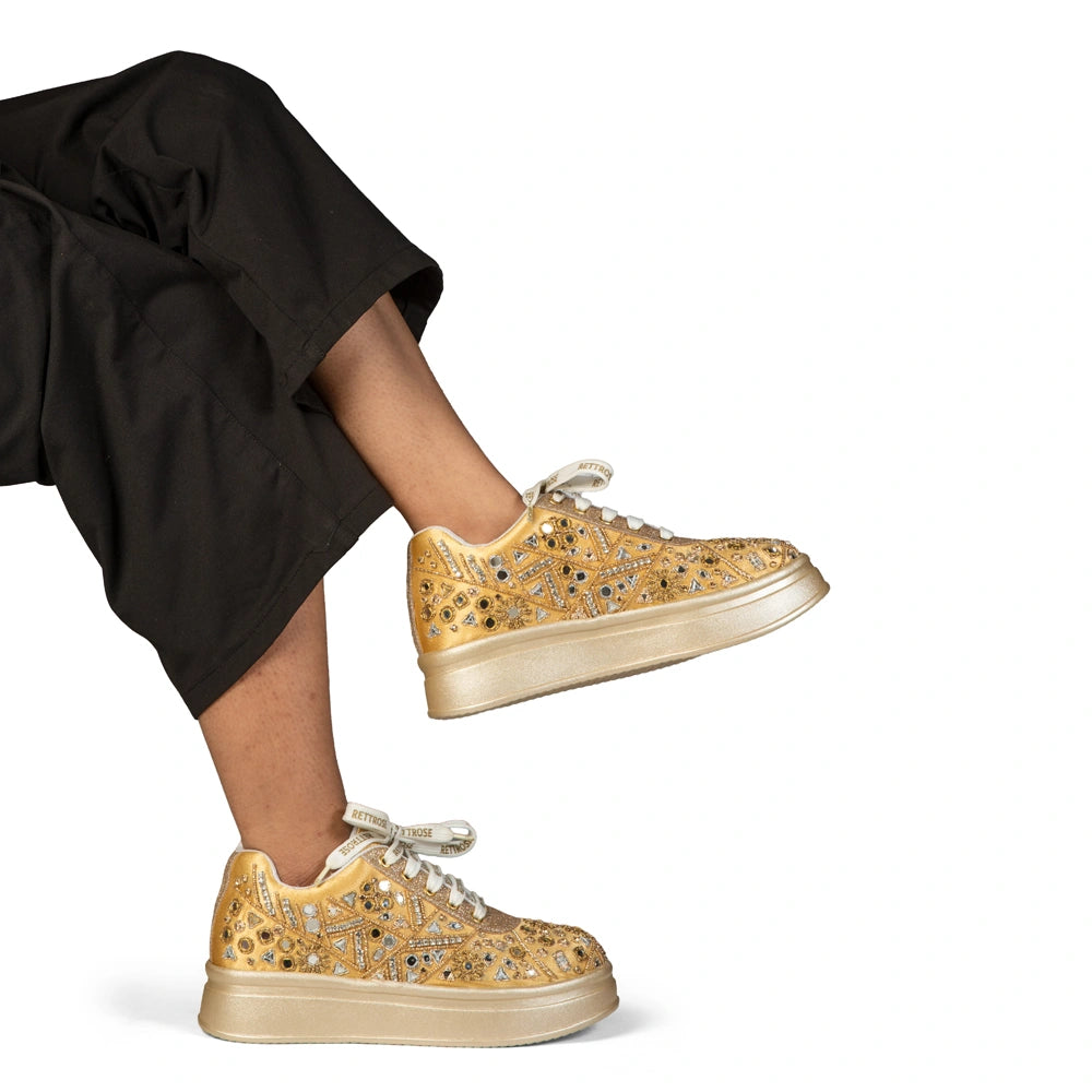 The Cassiana Luxury Gilded Prism Embellished Trainer