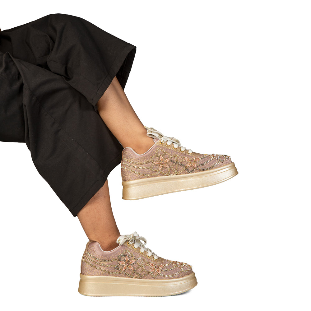 The Maravelle Luxury Flora Starlace Embellished Trainer