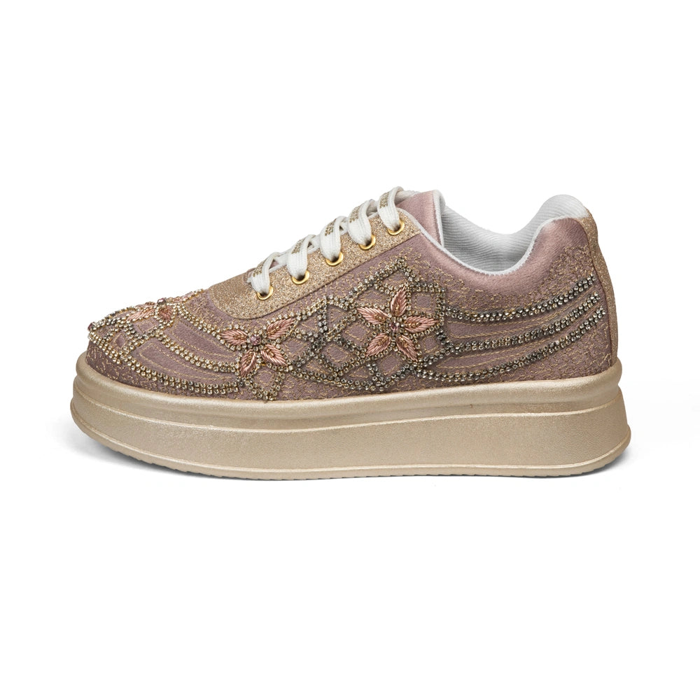 The Maravelle Luxury Flora Starlace Embellished Trainer