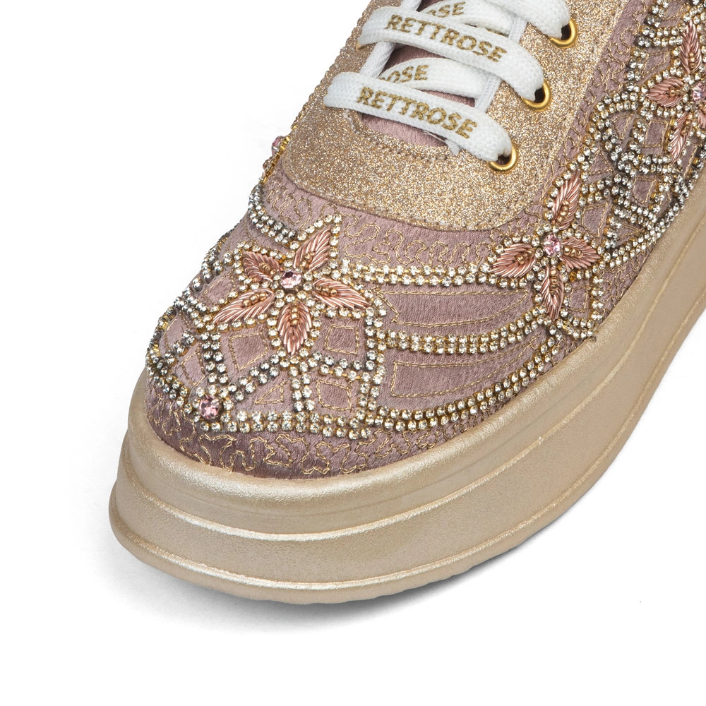 The Maravelle Luxury Flora Starlace Embellished Trainer