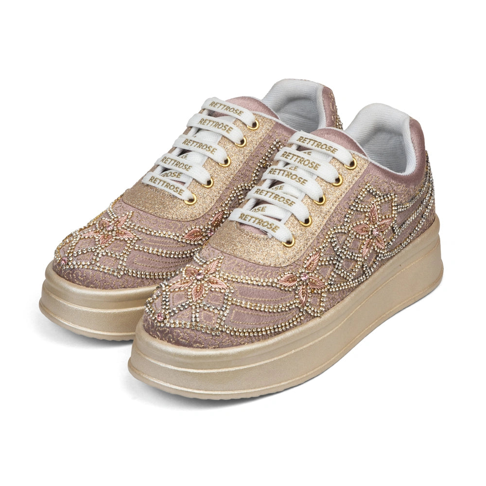 The Maravelle Luxury Flora Starlace Embellished Trainer