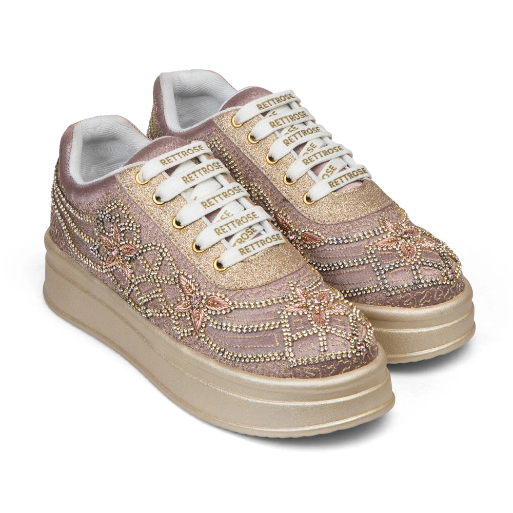The Maravelle Luxury Flora Starlace Embellished Trainer