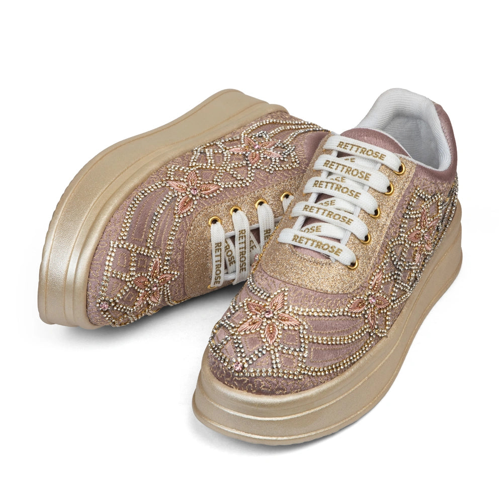The Maravelle Luxury Flora Starlace Embellished Trainer
