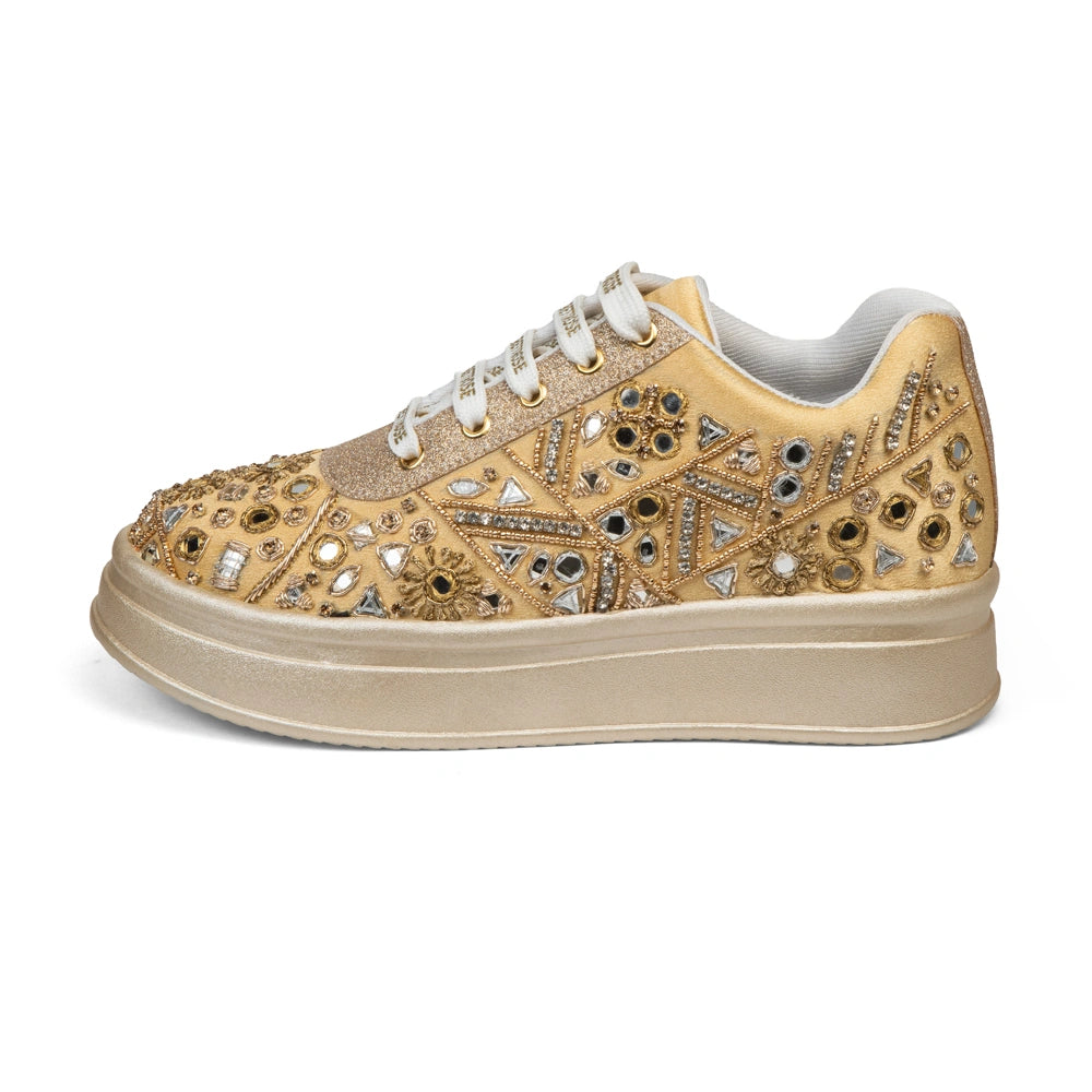 The Cassiana Luxury Gilded Prism Embellished Trainer
