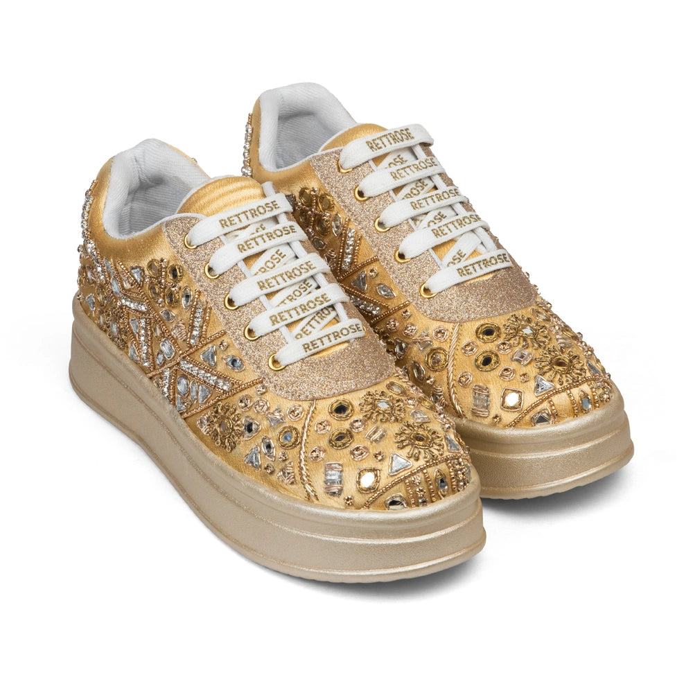 The Cassiana Luxury Gilded Prism Embellished Trainer