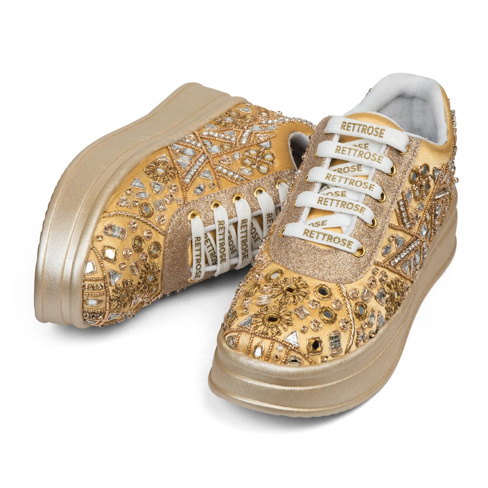 The Cassiana Luxury Gilded Prism Embellished Trainer