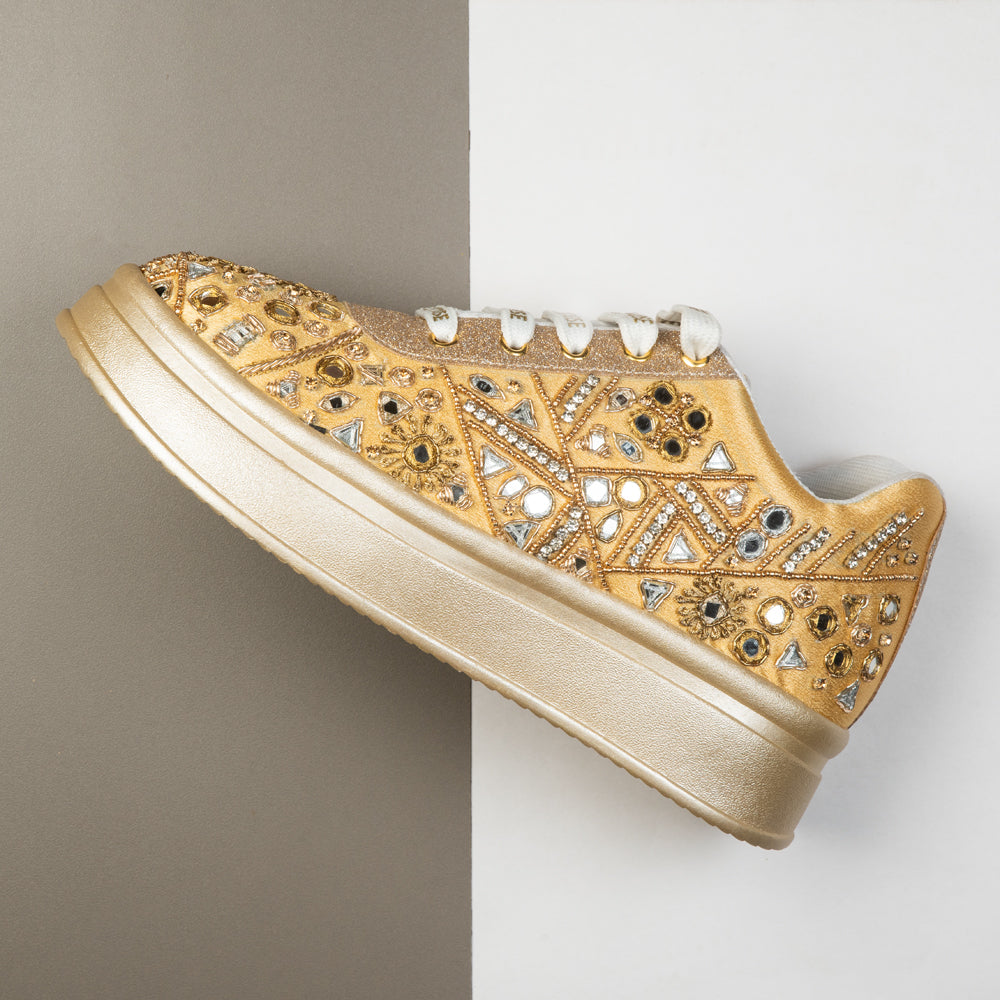 The Cassiana Luxury Gilded Prism Embellished Trainer