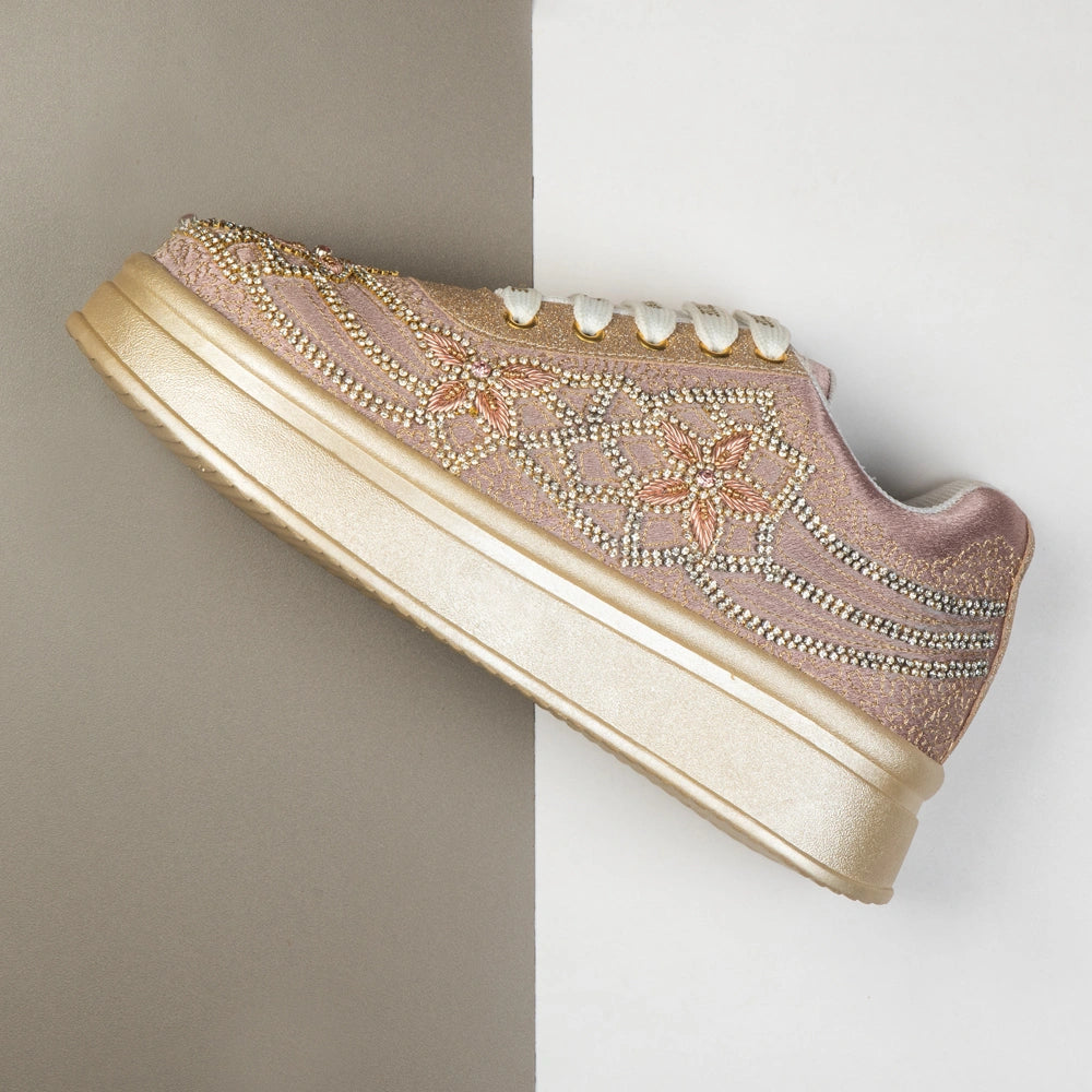 The Maravelle Luxury Flora Starlace Embellished Trainer
