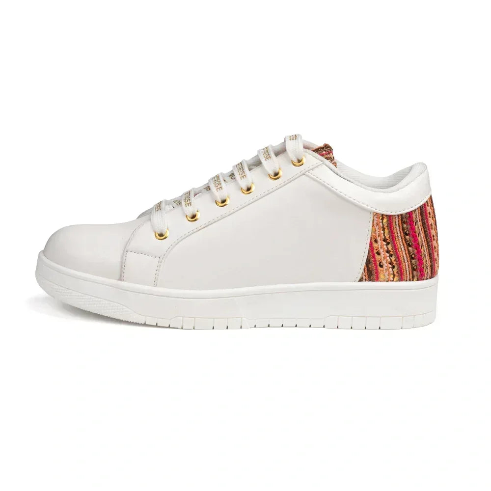 The Desert Horizon White Red Luxury Embellished Casual Sneaker