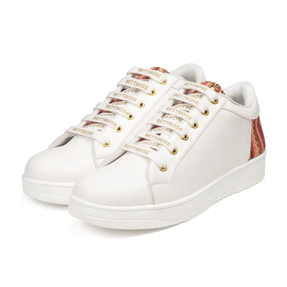 The Desert Horizon White Red Luxury Embellished Casual Sneaker