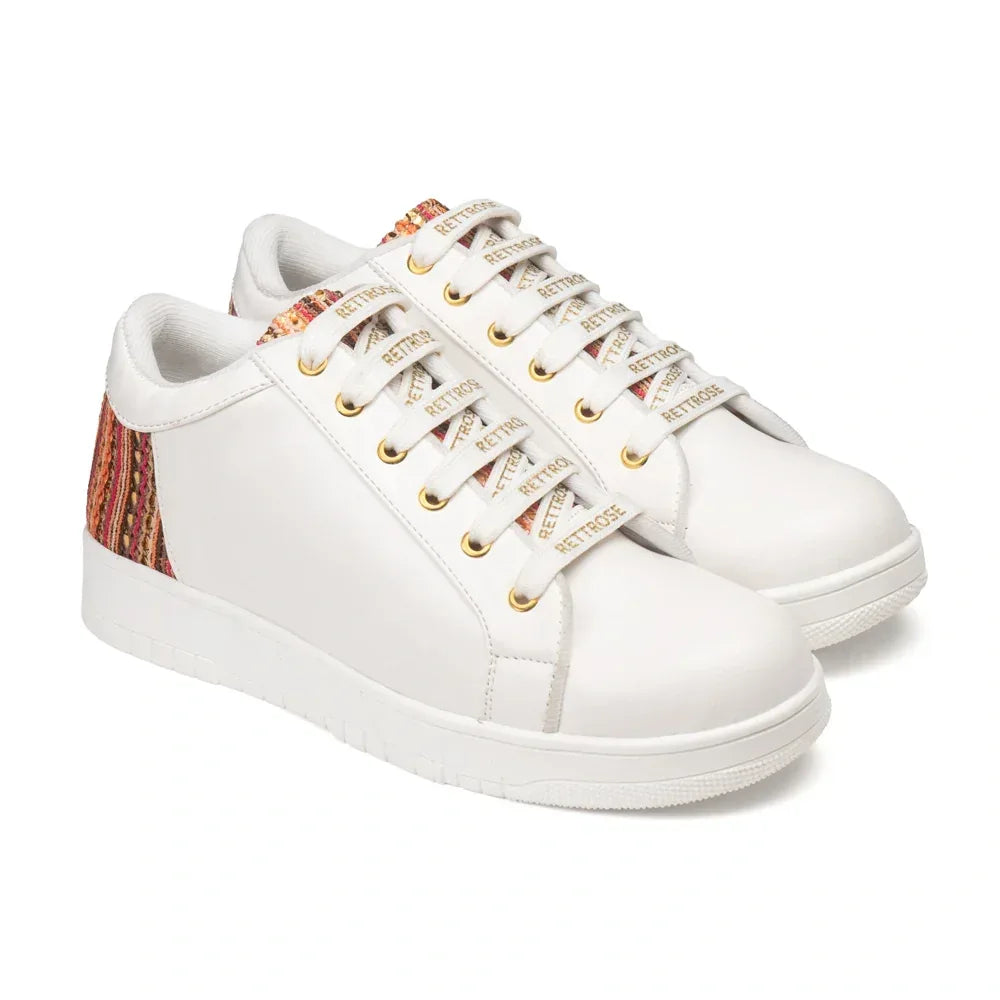 The Desert Horizon White Red Luxury Embellished Casual Sneaker