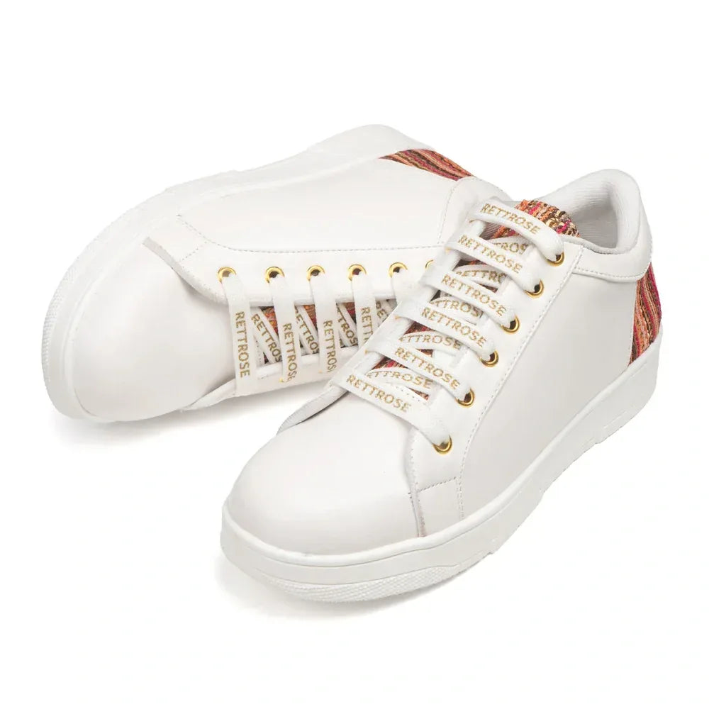 The Desert Horizon White Red Luxury Embellished Casual Sneaker