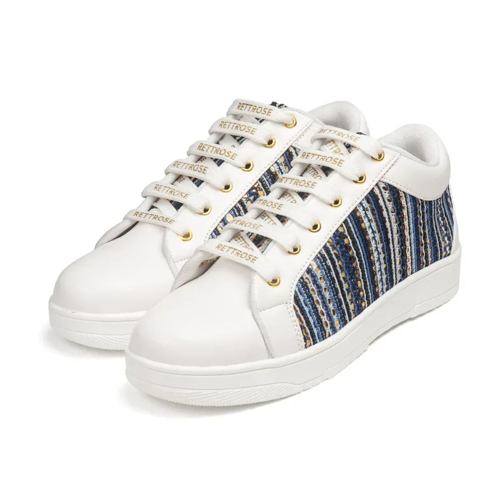 The Sunset Stitch White Blue Luxury Embellished Casual Sneaker