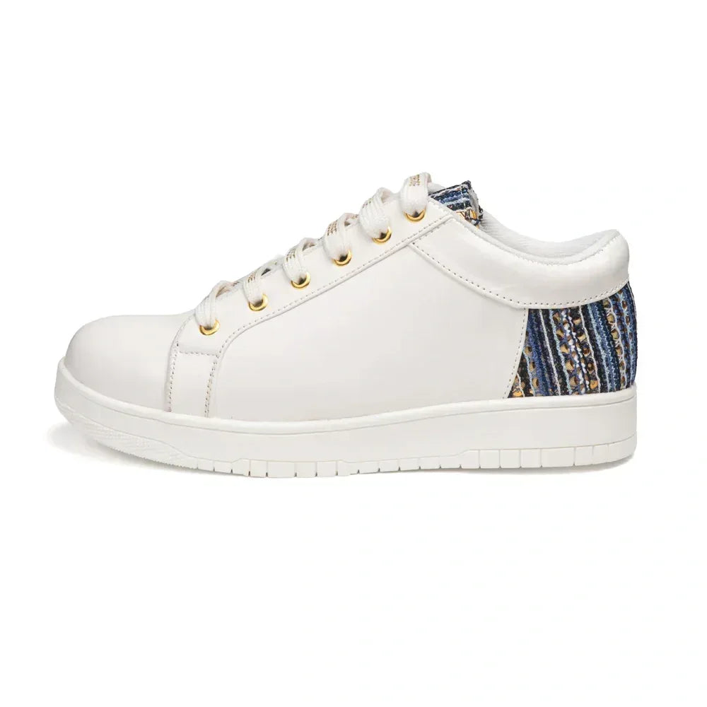 The Desert Horizon White Blue Luxury Embellished Casual Sneaker