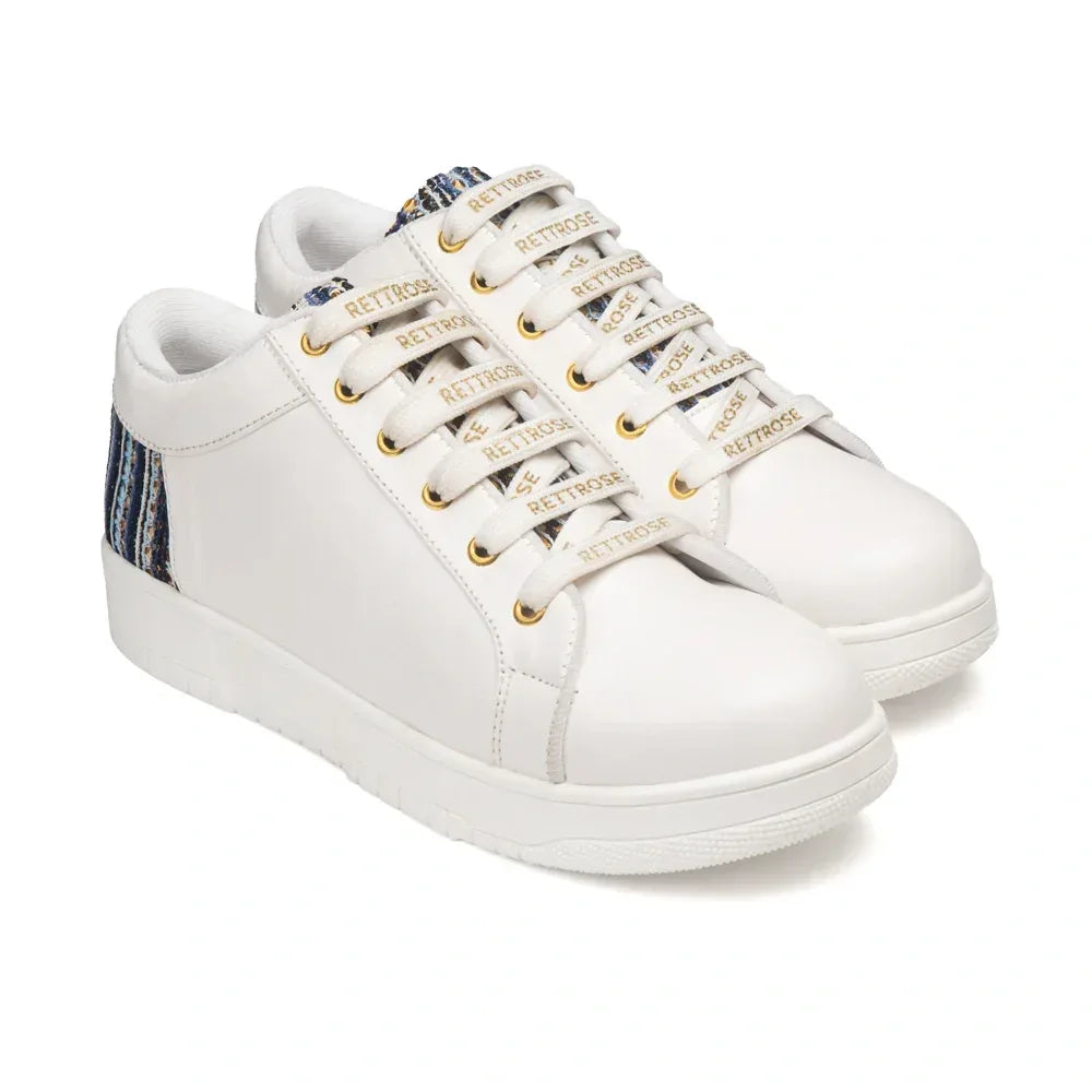The Desert Horizon White Blue Luxury Embellished Casual Sneaker