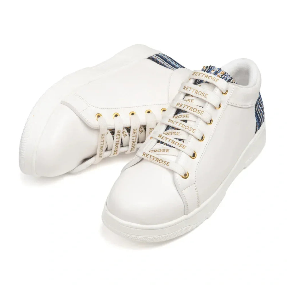 The Desert Horizon White Blue Luxury Embellished Casual Sneaker